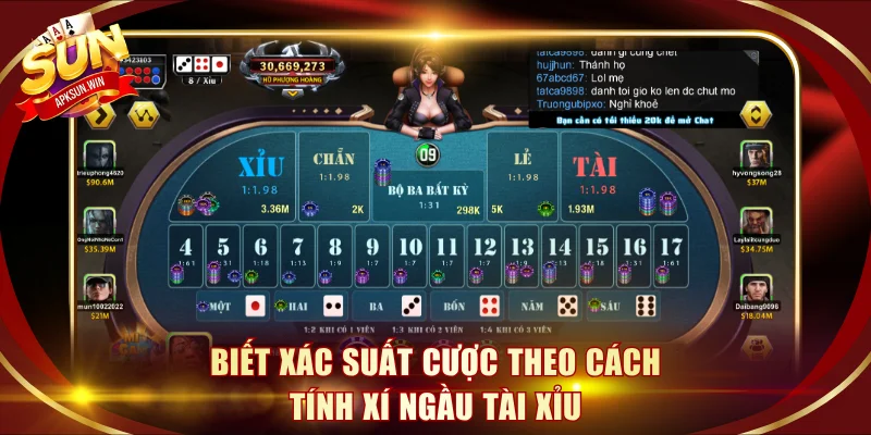 Biết xác suất cược theo cách tính xí ngầu tài xỉu