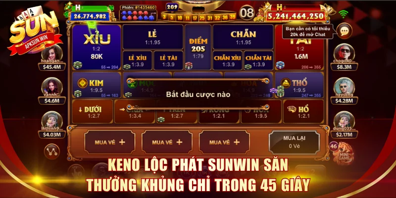 Keno Lộc Phát Sunwin săn thưởng khủng chỉ trong 45 giây