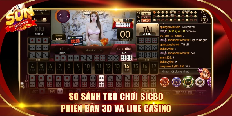 So sánh trò chơi Sicbo phiên bản 3D và live casino